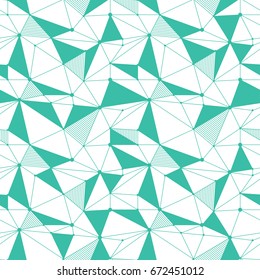 Geometric line hipster seamless pattern with triangle, dot. Reticulated abstract linear grid. Retro scrapbook paper. Vector illustration. Memphis shapes background. Abstract jumble graphic texture.