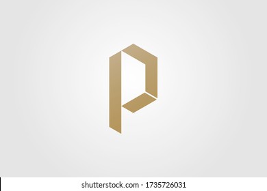 Geometric Line Initial Letter P and D Linked Logo. Gold Shape Style isolated on White Background. Usable for Business and Building Logos. Flat Vector Logo Design Template Element.
