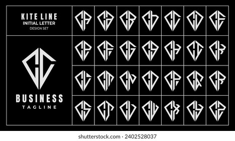 Geometrisches Strichmotiv, Buchstabe C CC Logo-Designset