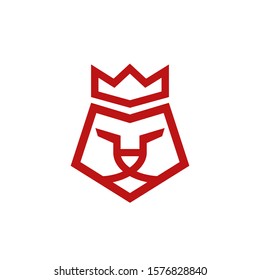 geometric line Lion crown Logo