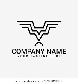 Geometric Line Logo Design of Abstract Eagle