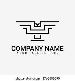 Geometric Line Logo Design Of Abstract Eagle