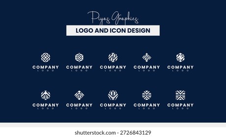 Conjunto de iconos de logotipo de línea geométrica