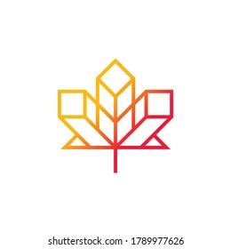 Geometric Line Maple Leaf Logo. Suitable for property, construction, real estate, offices, buildings, etc.