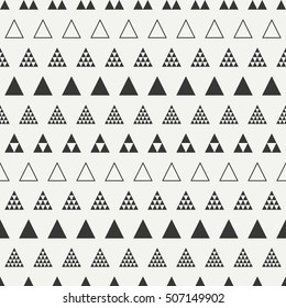 Geometric line monochrome abstract hipster seamless pattern with triangle. Wrapping paper. Scrapbook paper. Tiling. Vector illustration. Background. Graphic texture for design, wallpaper.