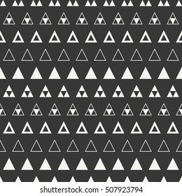 Geometric line monochrome abstract hipster seamless pattern with triangle. Wrapping paper. Scrapbook paper. Tiling. Vector illustration. Background. Graphic texture for design, wallpaper.