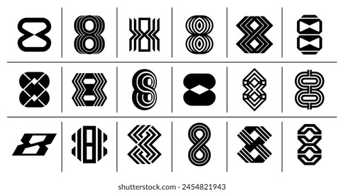Línea geométrica número 8 logo icono Paquete