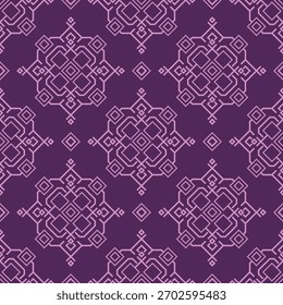 Linha geométrica padrão sem emenda ornamental com motivo diamante em tons roxos