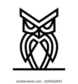 Geometric line Owl character mascot logo branding, for teaching, learning app or service. Clean modern vector illustration design.