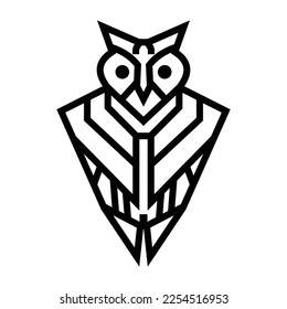 Geometric line Owl character mascot logo branding, for teaching, learning app or service. Clean modern vector illustration design.