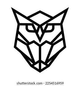 Geometric line Owl character mascot logo branding, for teaching, learning app or service. Clean modern vector illustration design.