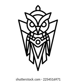 Geometric line Owl character mascot logo branding, for teaching, learning app or service. Clean modern vector illustration design.