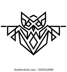 Geometric line Owl character mascot logo branding, for teaching, learning app or service. Clean modern vector illustration design.