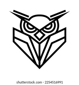 Geometric line Owl character mascot logo branding, for teaching, learning app or service. Clean modern vector illustration design.