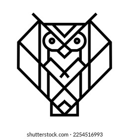 Geometric line Owl character mascot logo branding, for teaching, learning app or service. Clean modern vector illustration design.