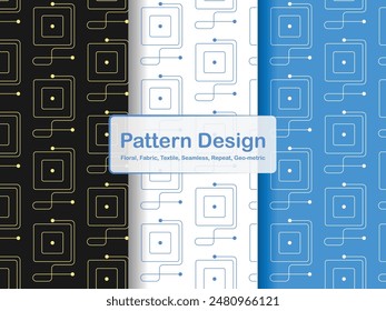 Geometric line pattern design with multiple color black , blue and white.
