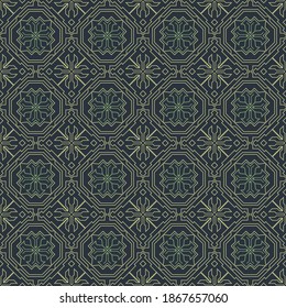 Geometric line pattern on blue background, decorative wallpaper