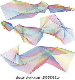 Geometric line pattern wave gradient bright colors, art curve shape