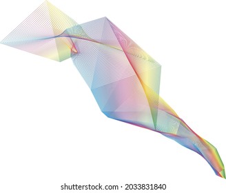 Geometric line pattern wave gradient bright colors, art curve shape