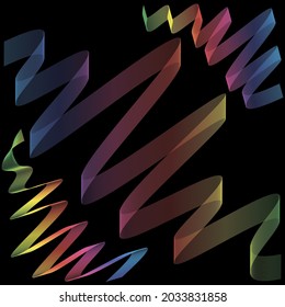 Geometric line pattern wave gradient bright colors, art curve shape