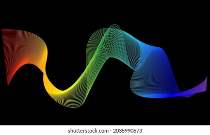 Geometric line pattern wave gradient vibrant colors art curve shape trendy background