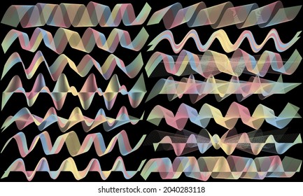 Geometric line pattern wave gradient vibrant colors art curve shape trendy background
