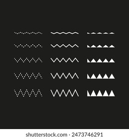 Geometric line patterns. Black and white designs. Abstract vector elements. Modern minimalist shapes.