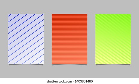 Geometric line poster design set - gradient abstract vector stationery background graphics from stripes