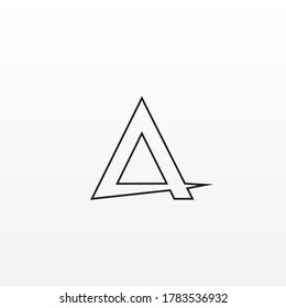 Pirámide de línea geométrica trendy triángulo moda abstracto simple icono de diseño de logotipo, letra A