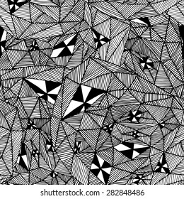 Geometric line seamless black and white pattern