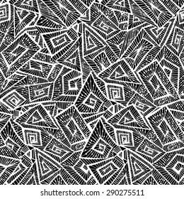 Geometric line seamless pattern.Vector illustration.Black and white color.