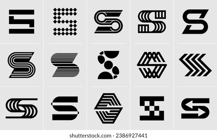 Geometric line shape letter S logo icon design set