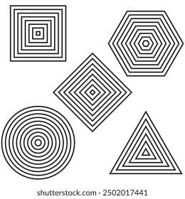 Formas de línea geométrica. Polígonos concéntricos. Vector formas abstractas. Diseño de patrón repetitivo.