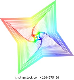 Geometric line shapes rainbow gradient illustration, vector bright multicolor background