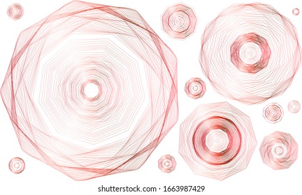 Geometric line shapes red gradient illustration, vector bright multicolor background