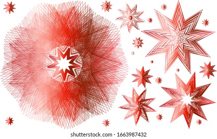 Línea geométrica formas de gradiente rojo, fondo vectorial brillante multicolor