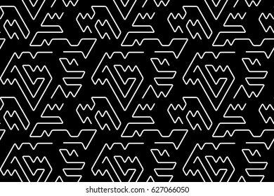 Geometric line shapes seamless patterns. Hipster fashion 80-90s. Abstract  textures. White on black. Triangle. Geometric style for printing, website, fabric, poster, cards.