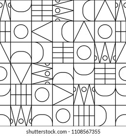 Geometric line shapes seamless vector pattern.