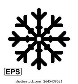 Geometric Line Snowflake Icon with Star Center – Modern Winter Symbol Vector for Christmas, Frozen Season, Weather Apps, Holiday UI, Decoration, or Minimalist Graphic Design