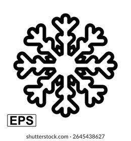 Geometric Line Snowflake Icon with Star Center – Modern Winter Symbol Vector for Christmas, Frozen Season, Weather Apps, Holiday UI, Decoration, or Minimalist Graphic Design