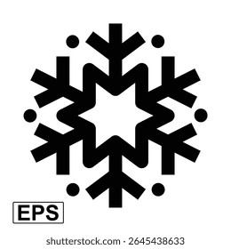 Geometric Line Snowflake Icon with Star Center – Modern Winter Symbol Vector for Christmas, Frozen Season, Weather Apps, Holiday UI, Decoration, or Minimalist Graphic Design