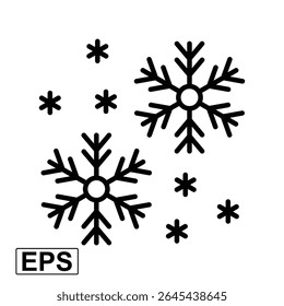 Geometric Line Snowflake Icon with Star Center – Modern Winter Symbol Vector for Christmas, Frozen Season, Weather Apps, Holiday UI, Decoration, or Minimalist Graphic Design