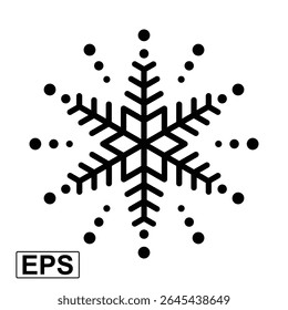 Geometric Line Snowflake Icon with Star Center – Modern Winter Symbol Vector for Christmas, Frozen Season, Weather Apps, Holiday UI, Decoration, or Minimalist Graphic Design