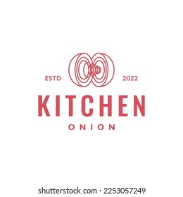 geometric line spice kitchen onions food vegetable logo design vector icon illustration template