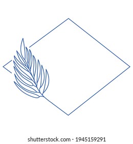 Geometric line vector floral frame.Minimal style. Vector illustration