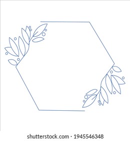 Geometric line vector floral frame.Minimal style. Vector illustration