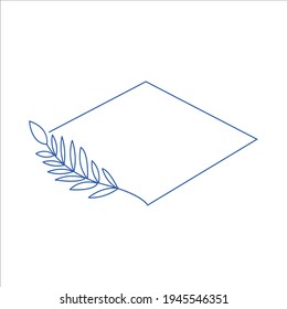 Geometric line vector floral frame.Minimal style. Vector illustration