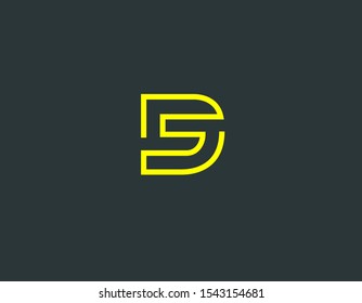 Geometric linear bright yellow creative logo icon letter D for business company