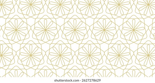 Geometric linear floral tile pattern. Luxurious oriental art deco texture background.