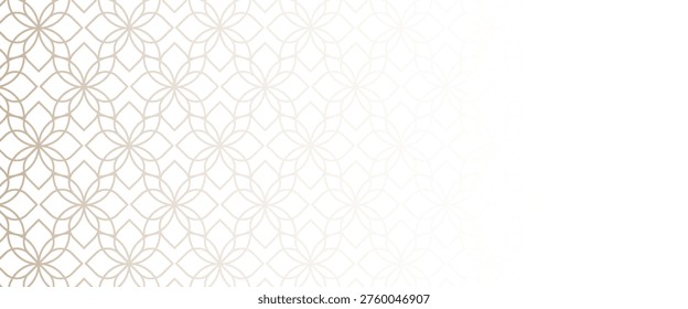 Geometric linear floral tile pattern. Wedding design with gold lines on white background. ramadhan pattern. flower pattern